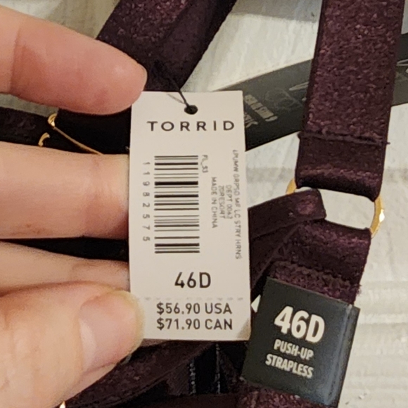 Grape Purple Microfiber Strappy Harness Push-Up Strapless Bra size 46D - Picture 3 of 5